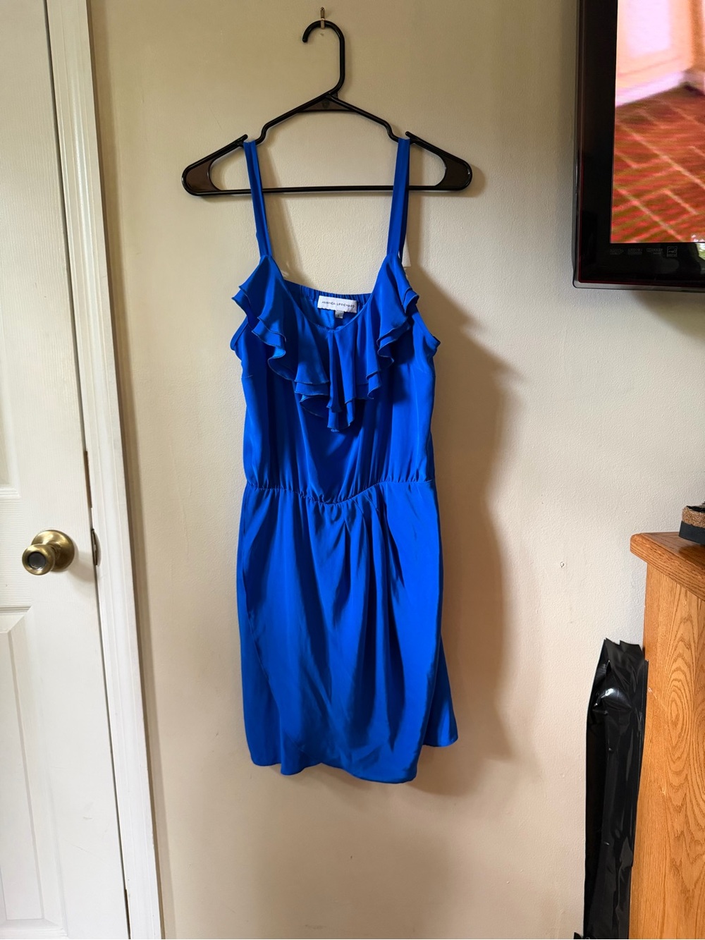 Amanda Uprichard Cobalt Blue Silk Ruffle Mini Dress Size L